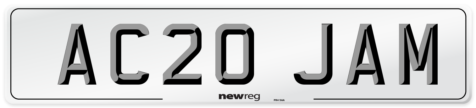 AC20 JAM Number Plate from New Reg